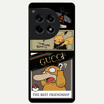 Cartoon Brand Play Mashup Glass Case For OnePlus 12R back cover – full design glossy printed glass finish