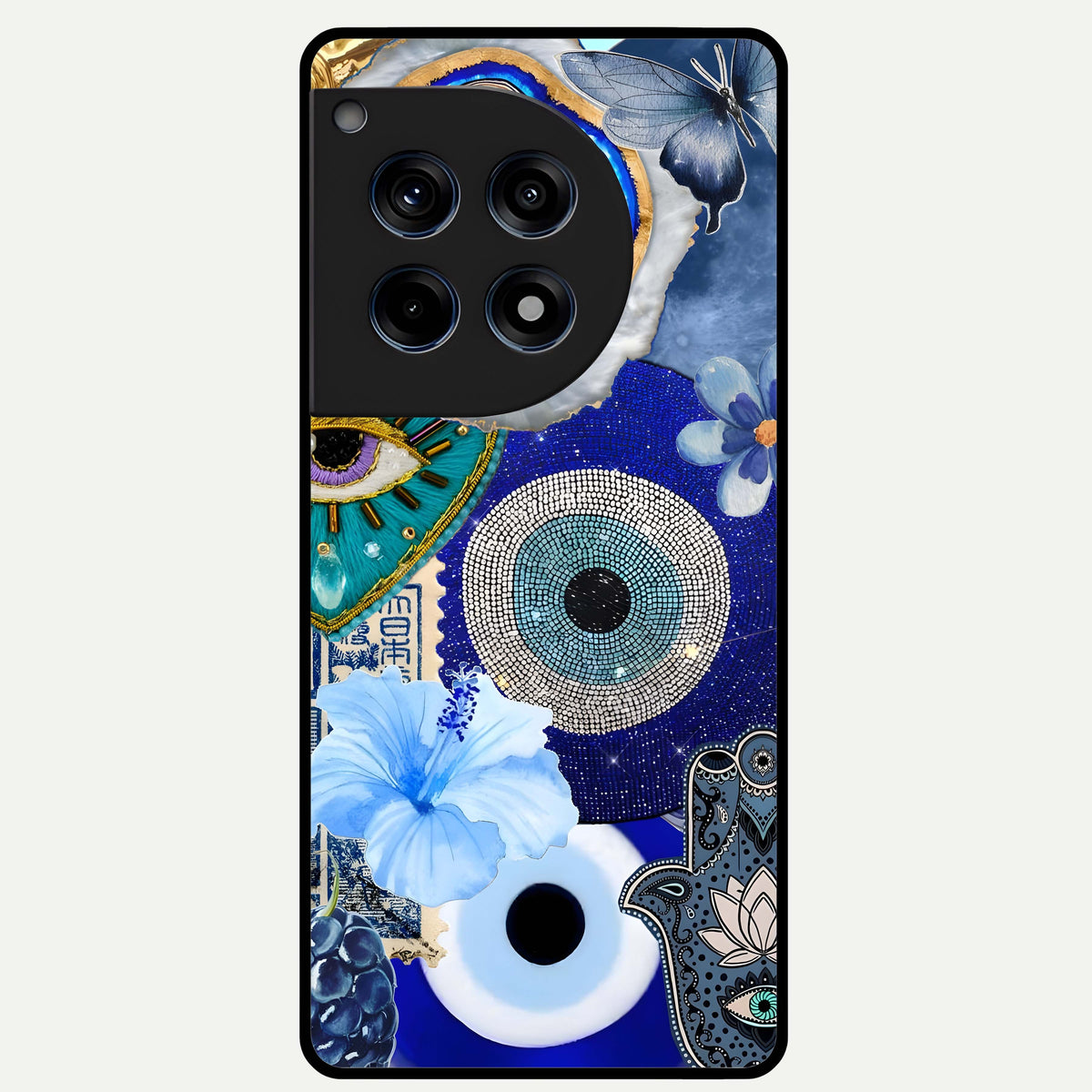  Celestial Blue Vision Glass Case For OnePlus 12R back cover – full design glossy printed glass finish