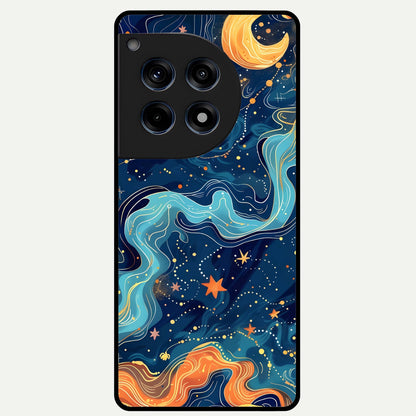  Celestial Dream Flow Glass Case For OnePlus 12R back cover – full design glossy printed glass finish