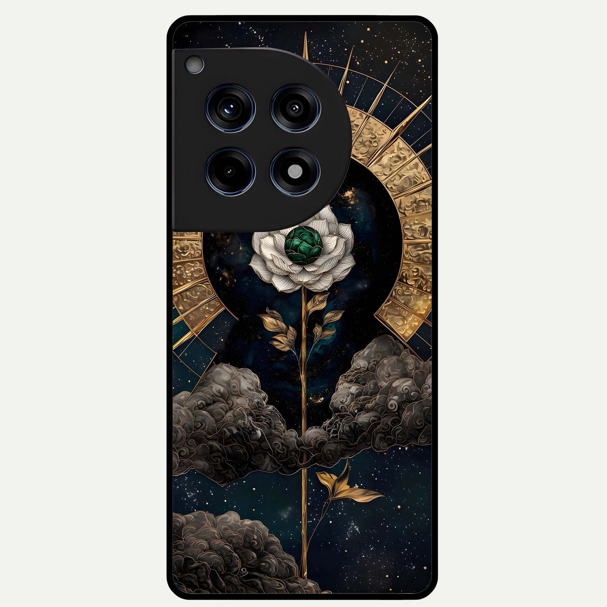  Celestial Lotus Morang Glass Case For OnePlus 12R back cover – full design glossy printed glass finish
