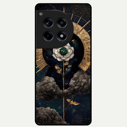  Celestial Lotus Morang Glass Case For OnePlus 12R back cover – full design glossy printed glass finish