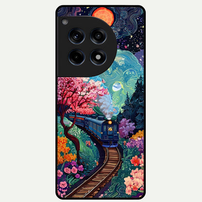 Celestial Train Journey Glass Case For OnePlus 12R back cover – full design glossy printed glass finish