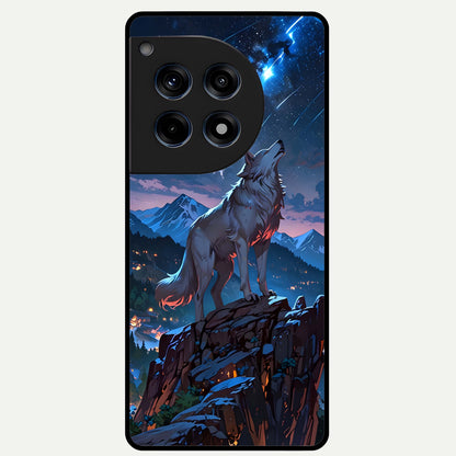  Celestial Wolf Howl Glass Case For OnePlus 12R back cover – full design glossy printed glass finish