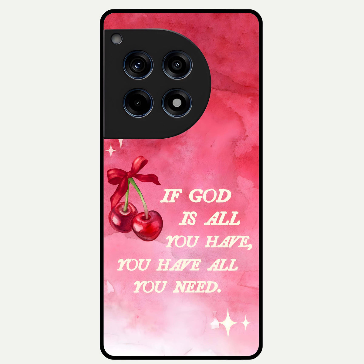  Cherry Quote Glass Case For OnePlus 12R back cover – full design glossy printed glass finish