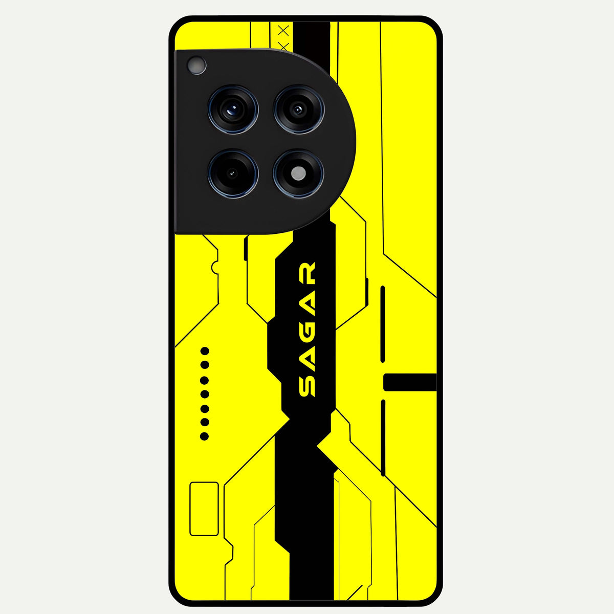  Circuit CYBERPUNK Custom Name Glass Case For OnePlus 12R back cover – full design glossy printed glass finish