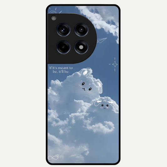  Cloud Bunny Dreams Glass Case For OnePlus 12R back cover – full design glossy printed glass finish