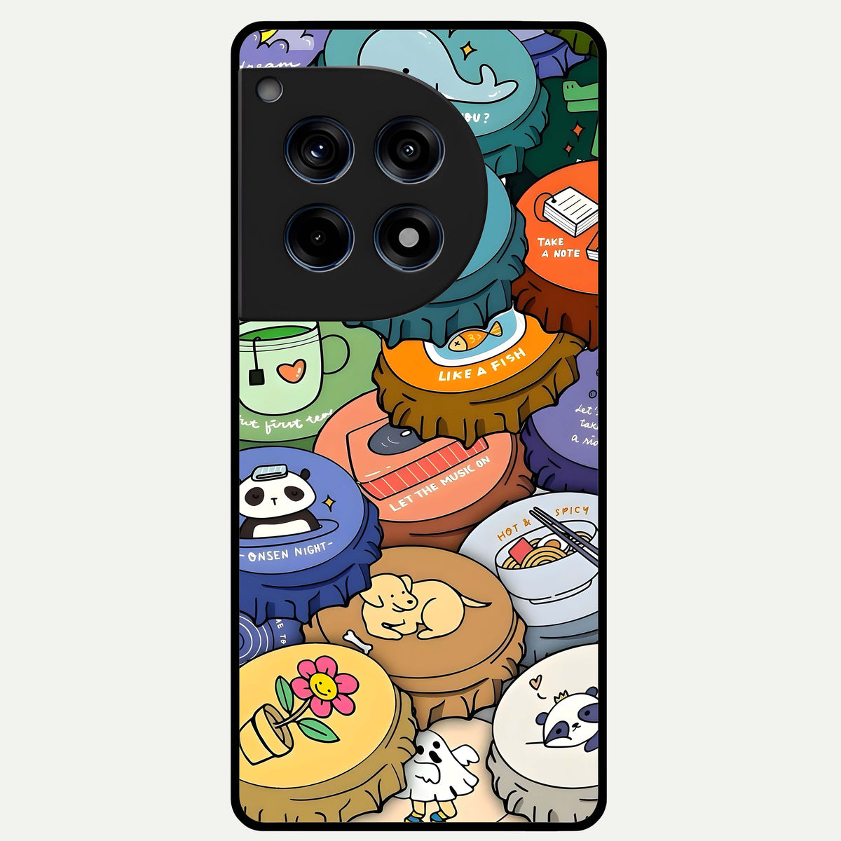  Coins Patterns Glass Case For OnePlus 12R back cover – full design glossy printed glass finish