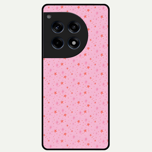  Cosmic Pink Sparkle Glass Case For OnePlus 12R back cover – full design glossy printed glass finish