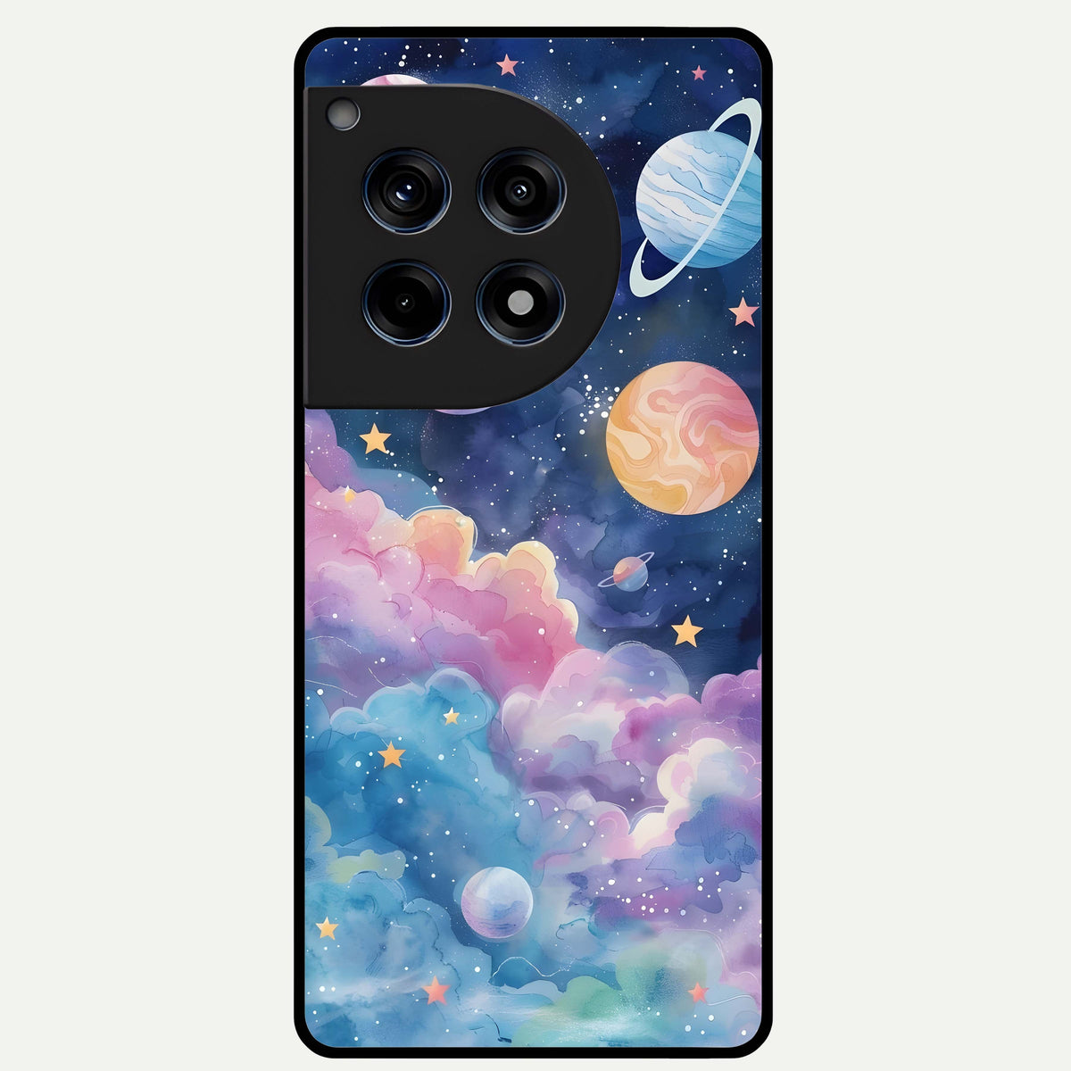  Cosmic Planet Dreams Glass Case For OnePlus 12R back cover – full design glossy printed glass finish