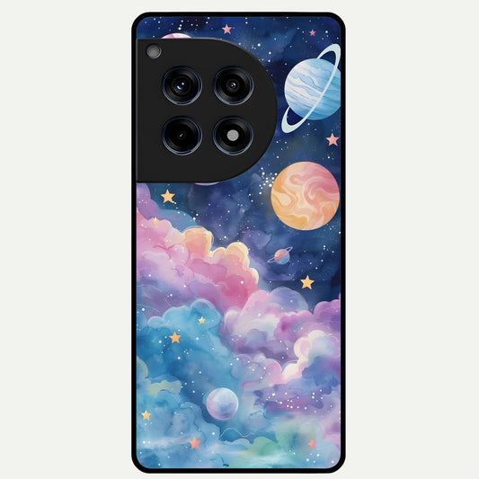  Cosmic Planet Dreams Glass Case For OnePlus 12R back cover – full design glossy printed glass finish