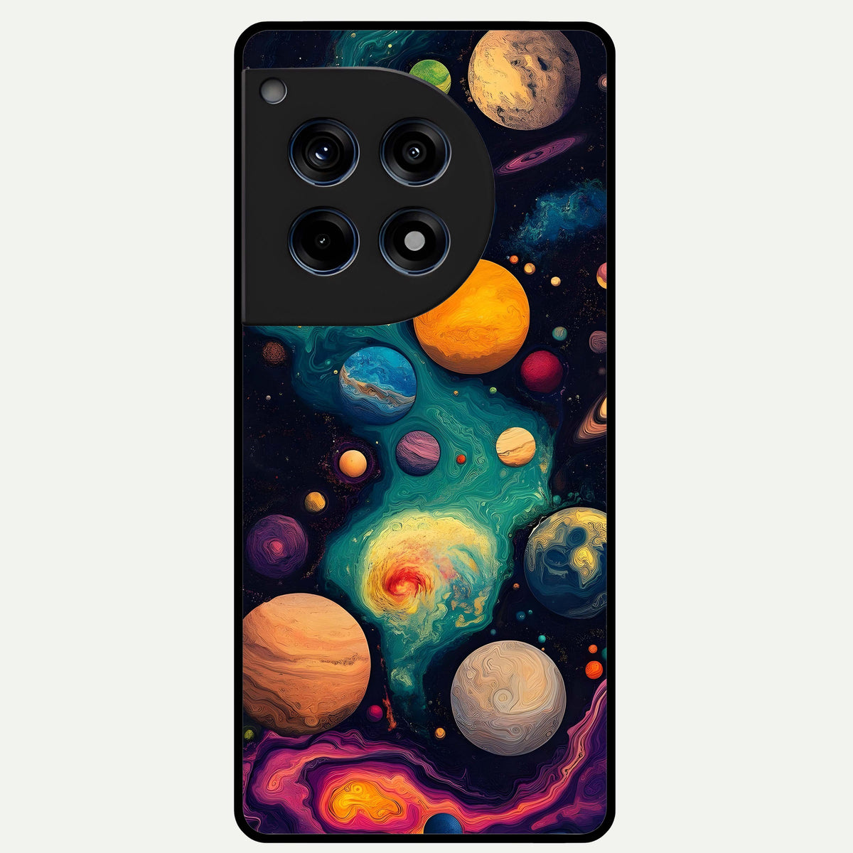  Cosmic Planet Journey Glass Case For OnePlus 12R back cover – full design glossy printed glass finish