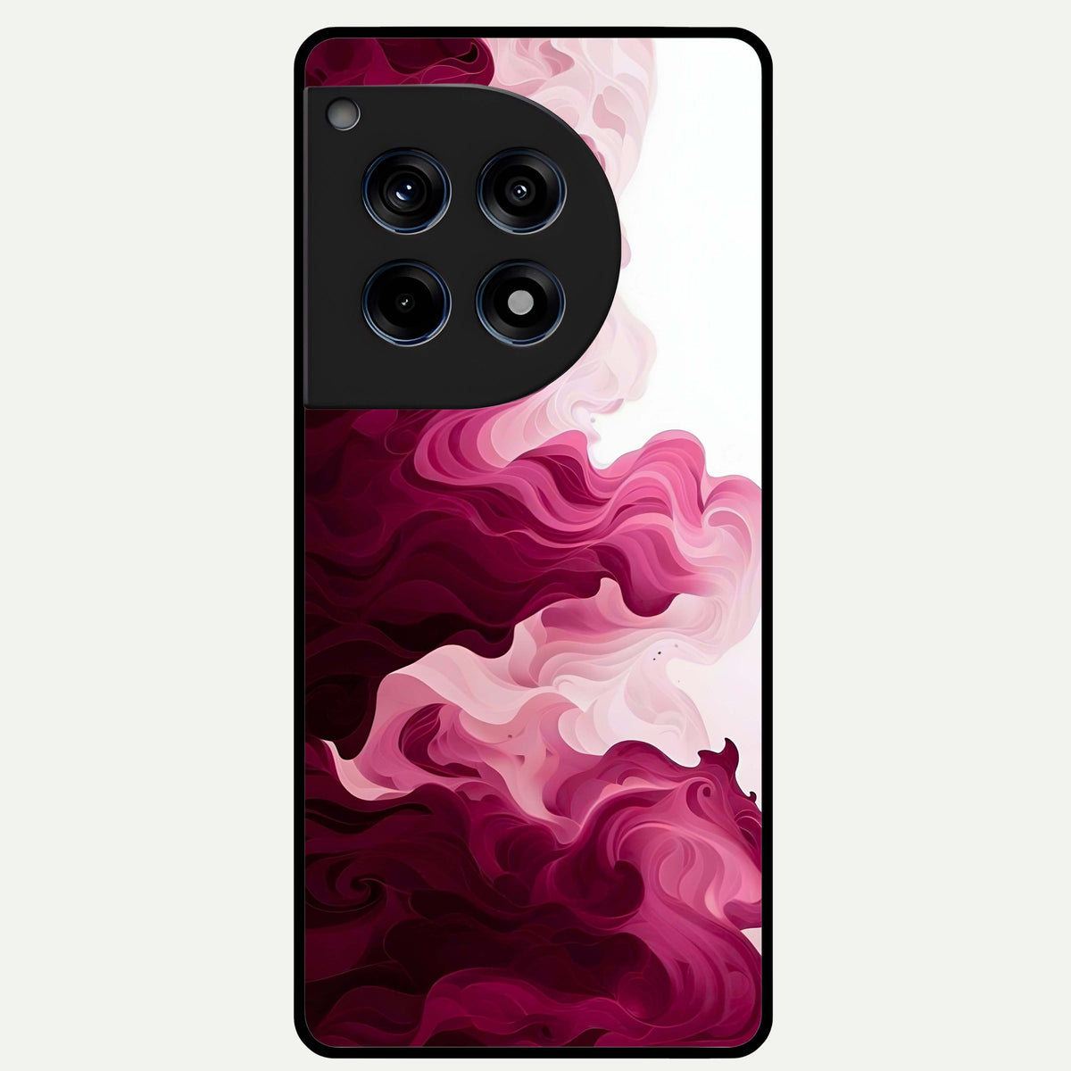  Crimson Wave Flow Glass Case For OnePlus 12R back cover – full design glossy printed glass finish