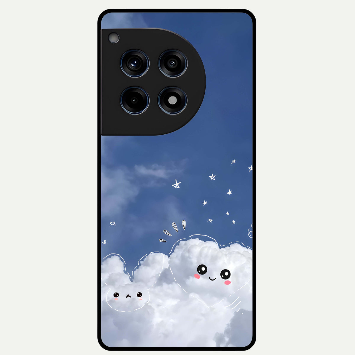  Cute Blossom Cloud Glass Case For OnePlus 12R back cover – full design glossy printed glass finish