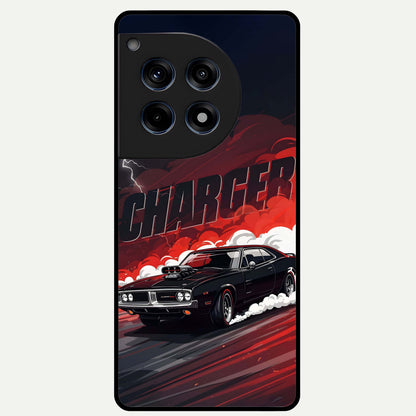  Dark Charger Fury Glass Case For OnePlus 12R back cover – full design glossy printed glass finish