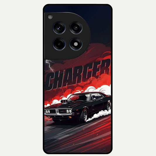  Dark Charger Fury Glass Case For OnePlus 12R back cover – full design glossy printed glass finish