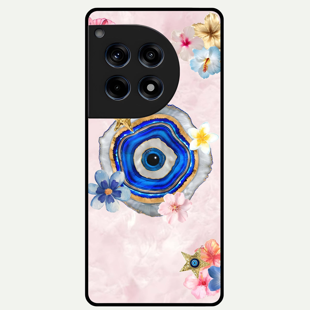  Divine Aura Bloom Glass Case For OnePlus 12R back cover – full design glossy printed glass finish