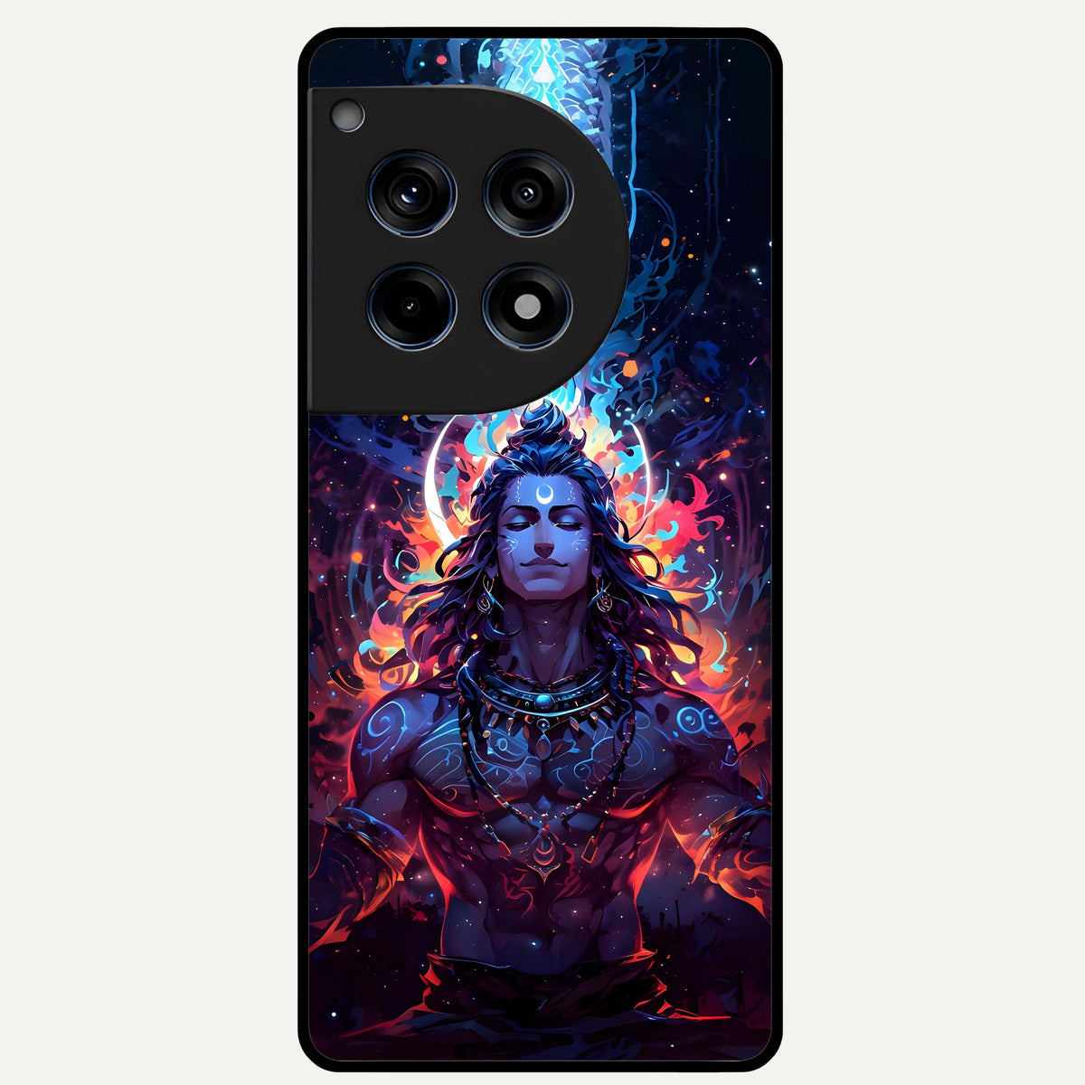  Divine Fire Shiv Glass Case For OnePlus 12R back cover – full design glossy printed glass finish