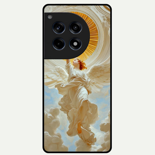  Divine Light Angel Glass Case For OnePlus 12R back cover – full design glossy printed glass finish