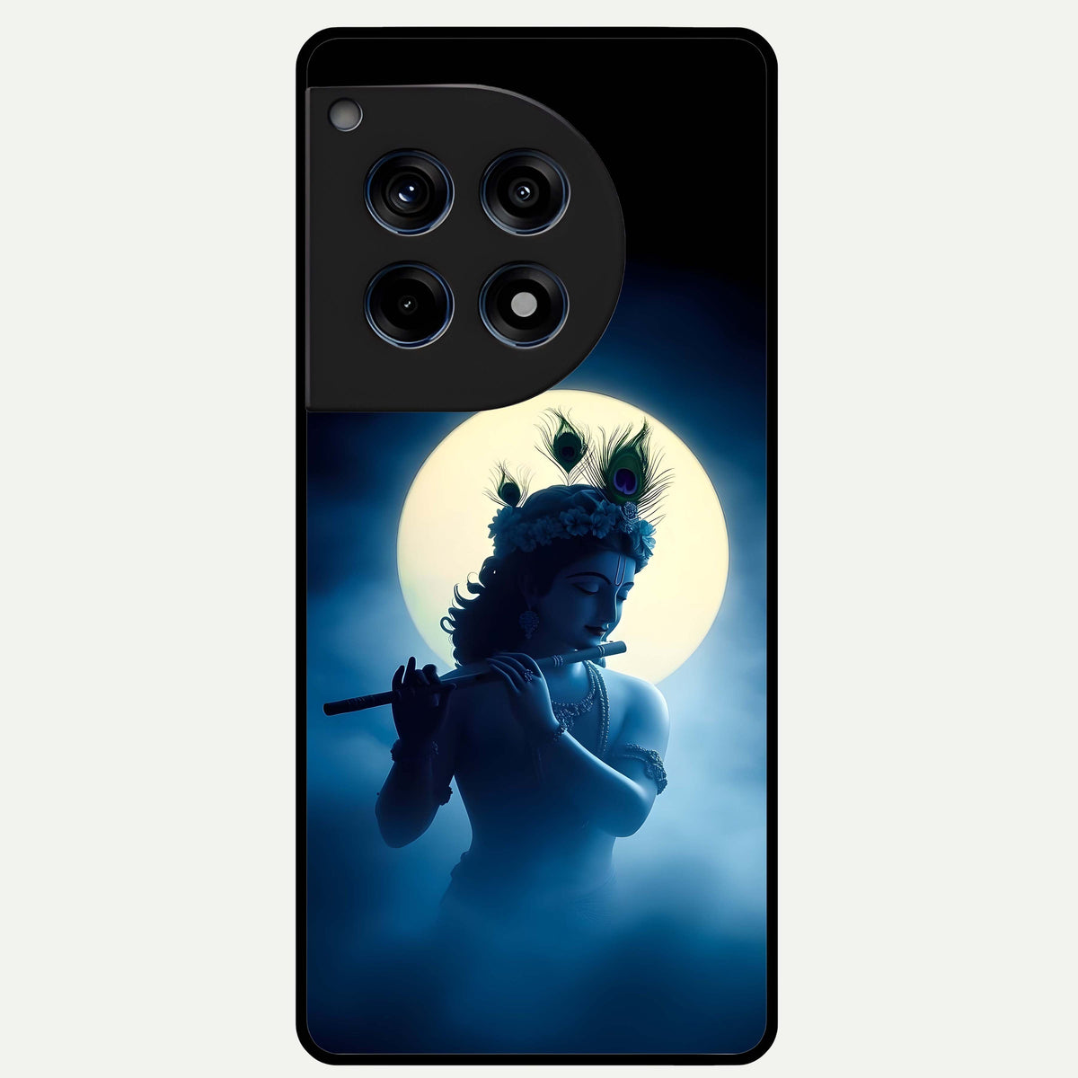  Divine Moon Flute Glass Case For OnePlus 12R back cover – full design glossy printed glass finish