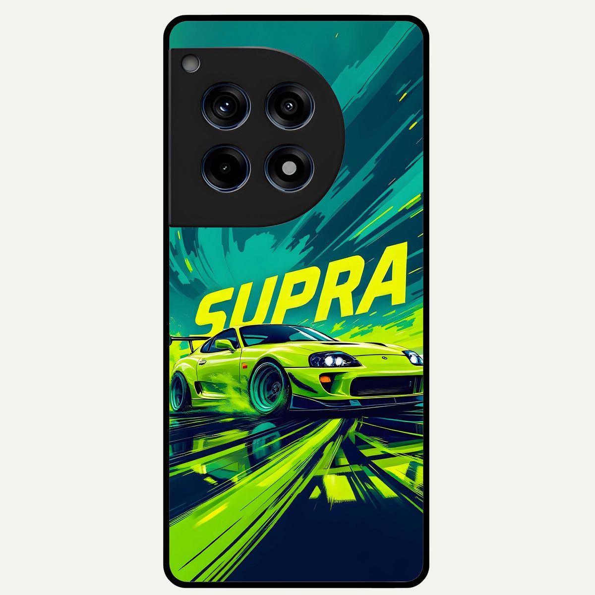  Electric Supra Thunder Glass Case For OnePlus 12R back cover – full design glossy printed glass finish