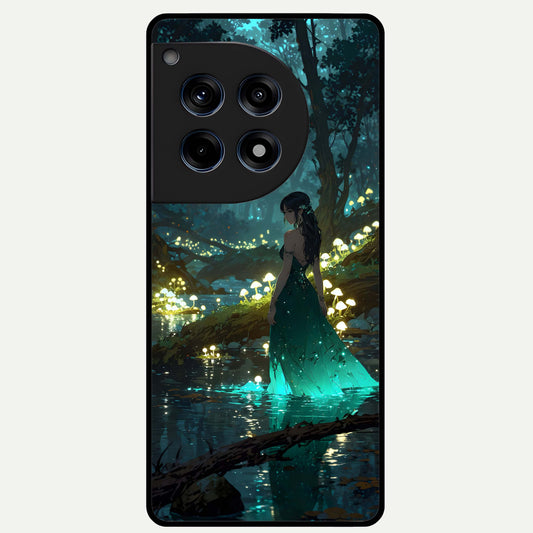  Enchanted Forest Glow Glass Case For OnePlus 12R back cover – full design glossy printed glass finish