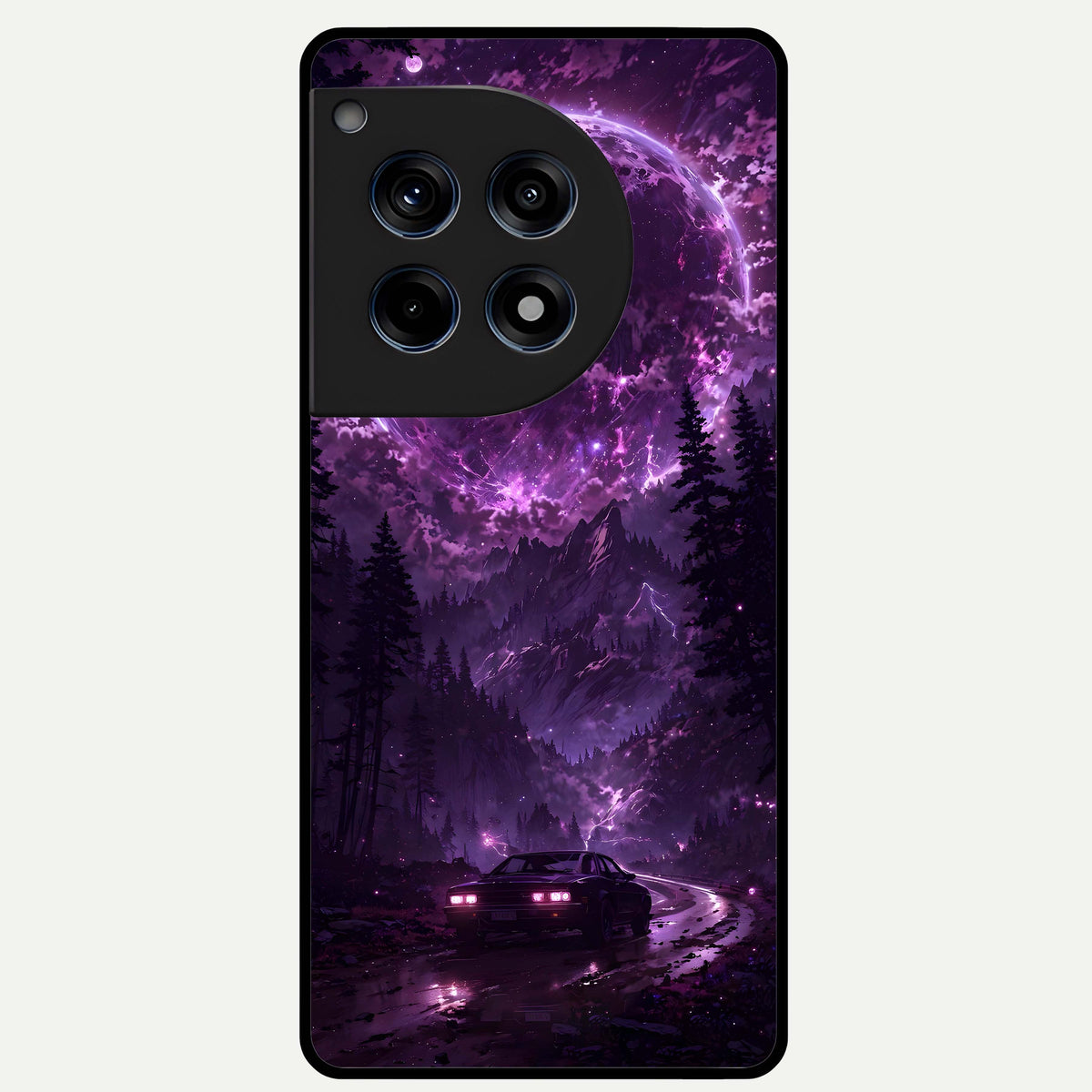  Eternal Cosmic Drive Glass Case For OnePlus 12R back cover – full design glossy printed glass finish