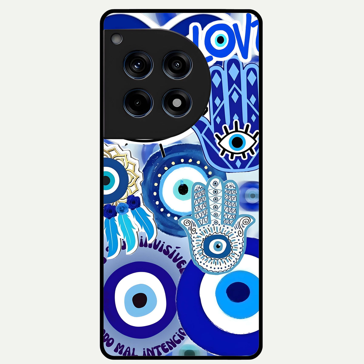  Evil Eyes Dream Glass Case For OnePlus 12R back cover – full design glossy printed glass finish