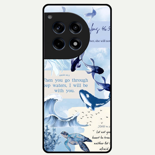  Faithful Ocean Promise Glass Case For OnePlus 12R back cover – full design glossy printed glass finish