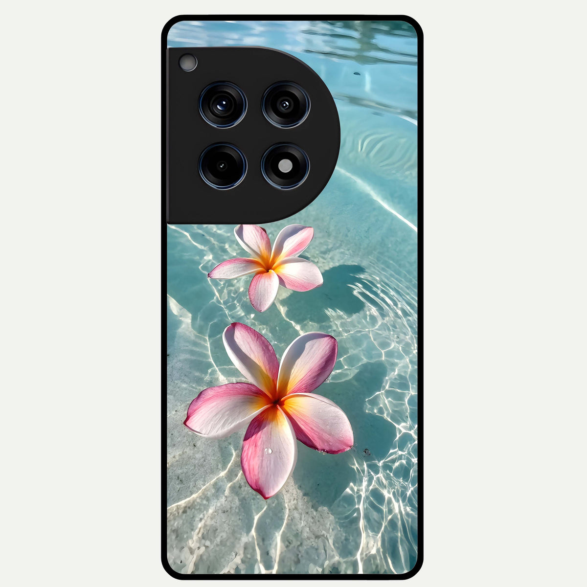  Floating Bloom Bliss Glass Case For OnePlus 12R back cover – full design glossy printed glass finish