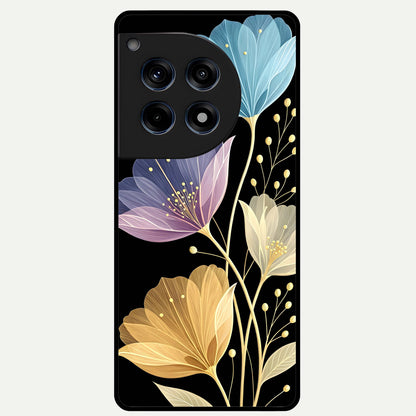  Flower Bloom Glow Glass Case For OnePlus 12R back cover – full design glossy printed glass finish