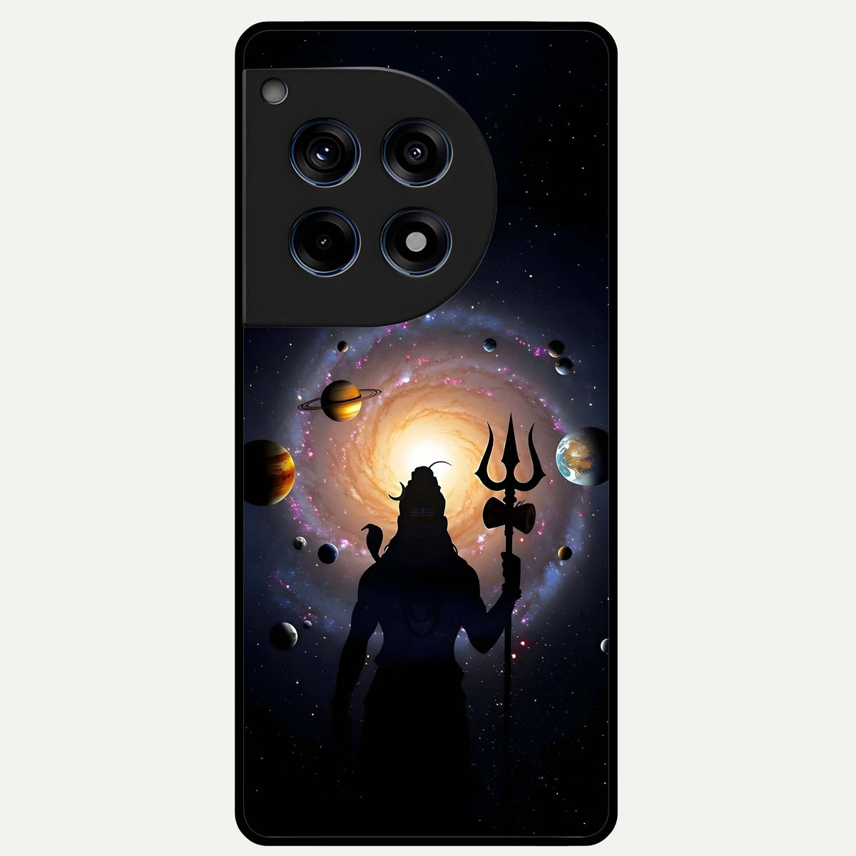  Galactic Shiva Vision Glass Case For OnePlus 12R back cover – full design glossy printed glass finish