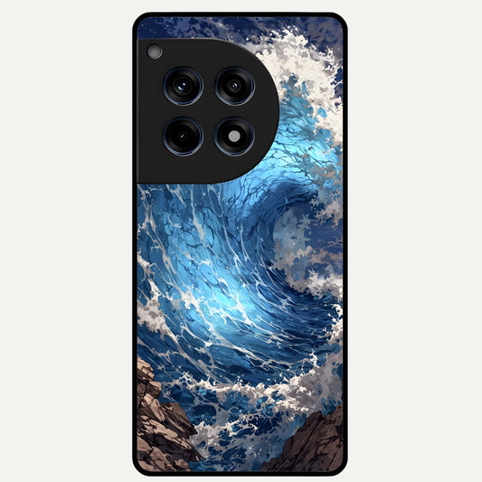  Giant Ocean Wave Glass Case For OnePlus 12R back cover – full design glossy printed glass finish