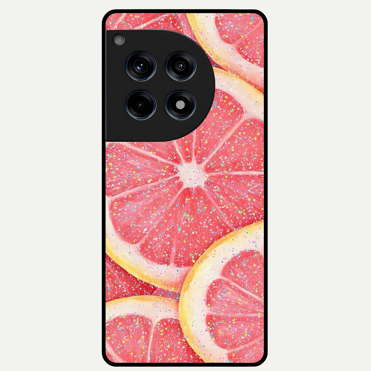  Glitter Grapefruit Glass Case For OnePlus 12R back cover – full design glossy printed glass finish