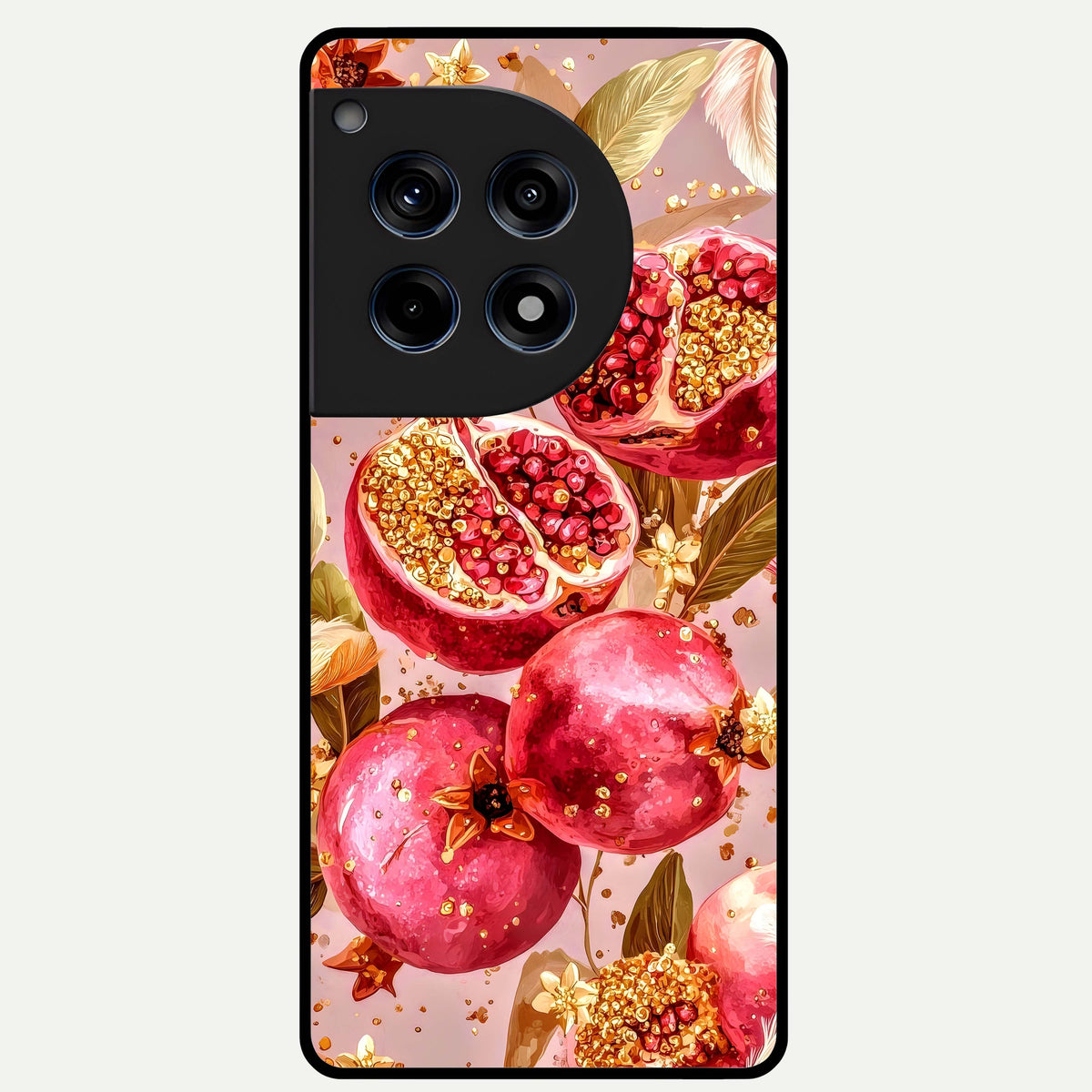  Golden Bloom Glow Glass Case For OnePlus 12R back cover – full design glossy printed glass finish