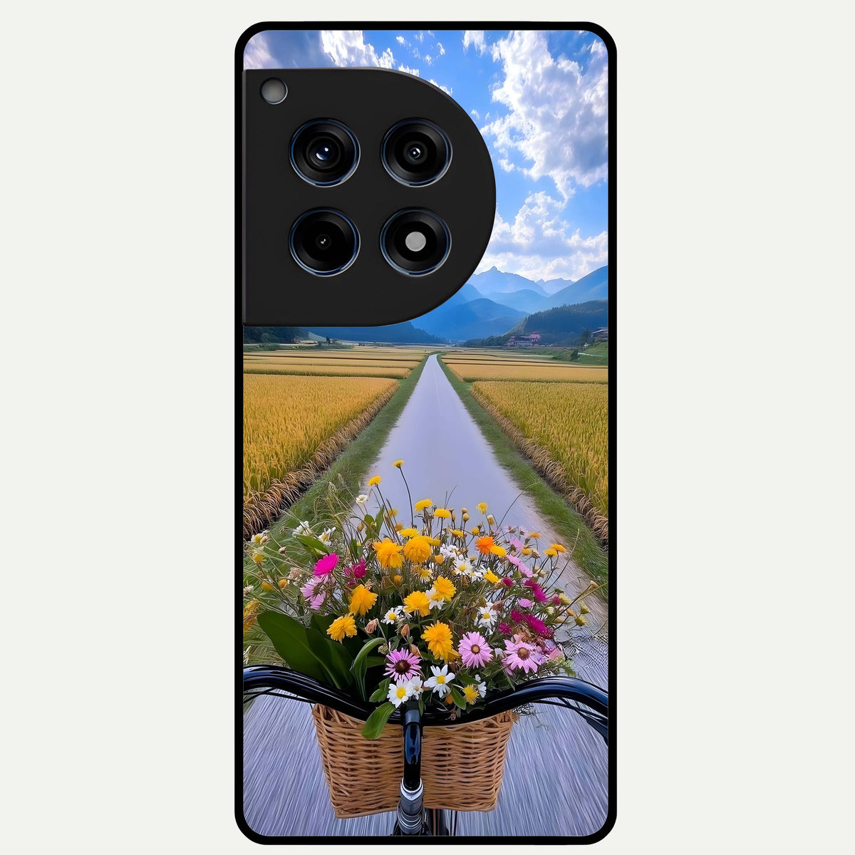  Golden Field Journey Glass Case For OnePlus 12R back cover – full design glossy printed glass finish