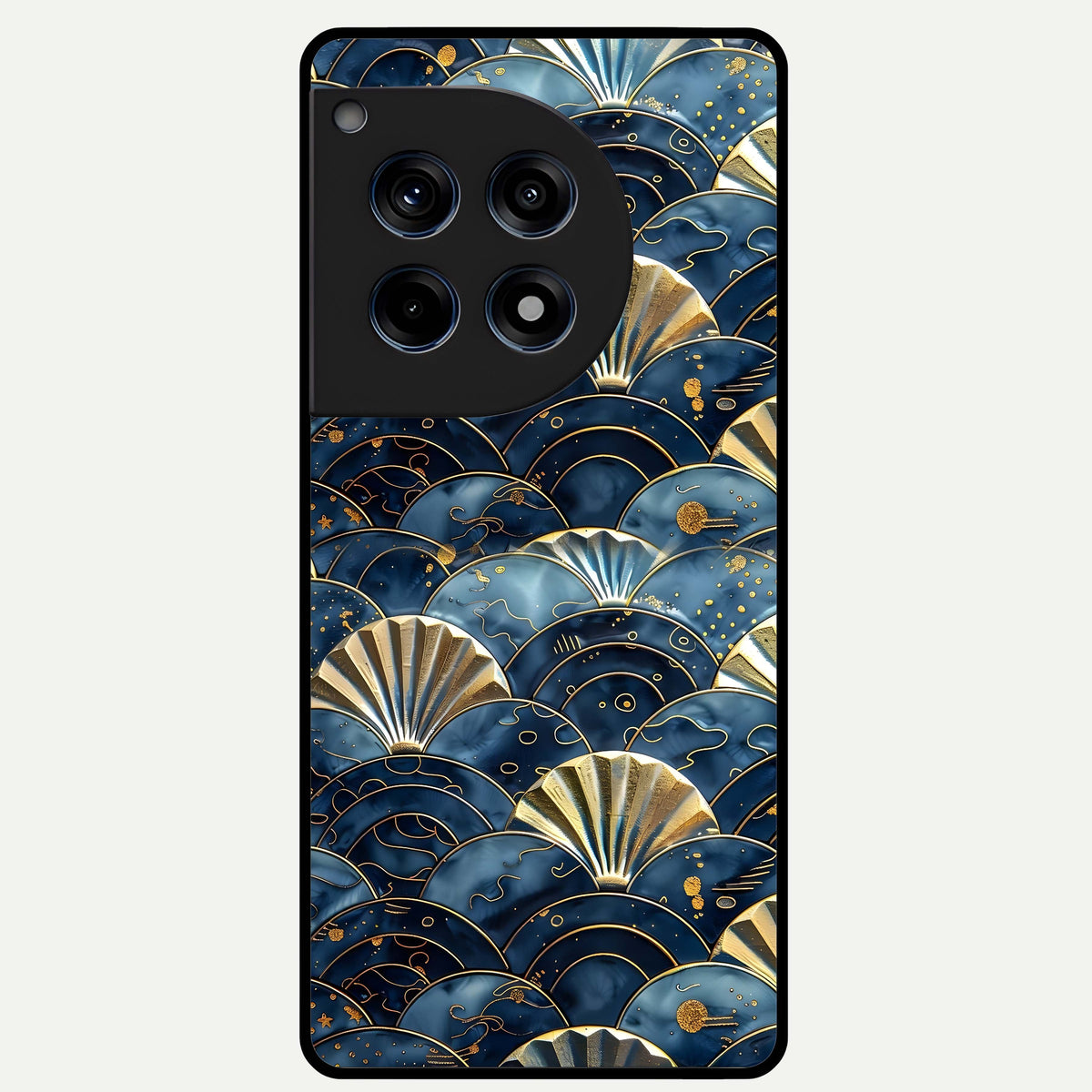  Golden Wave Luxe Glass Case For OnePlus 12R back cover – full design glossy printed glass finish