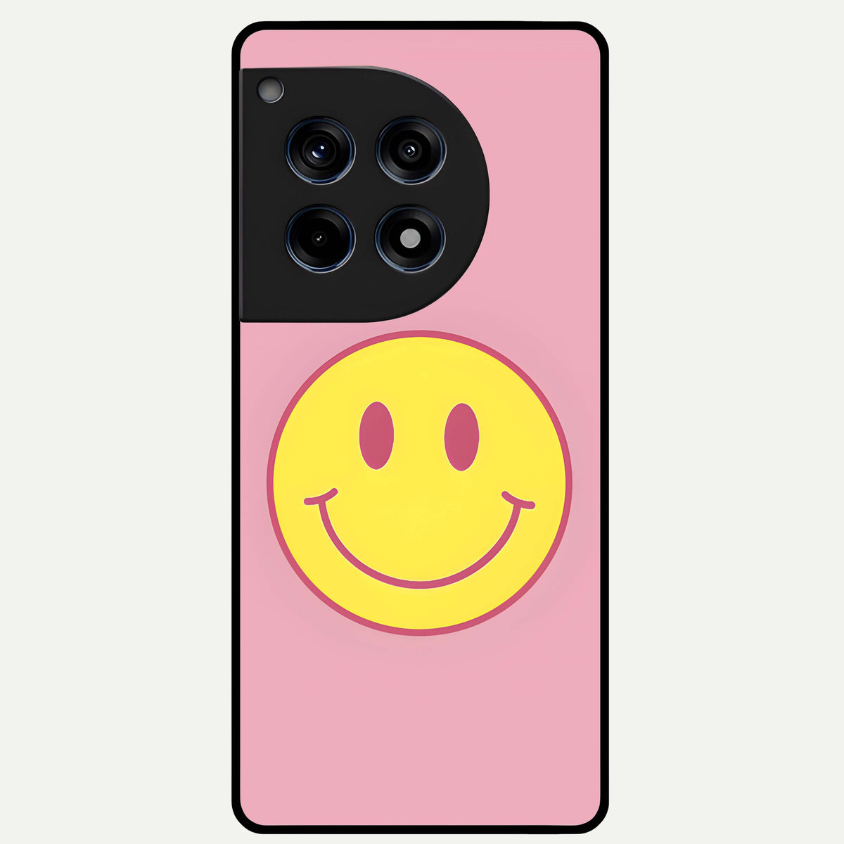  Happy Pink Mood Glass Case For OnePlus 12R back cover – full design glossy printed glass finish