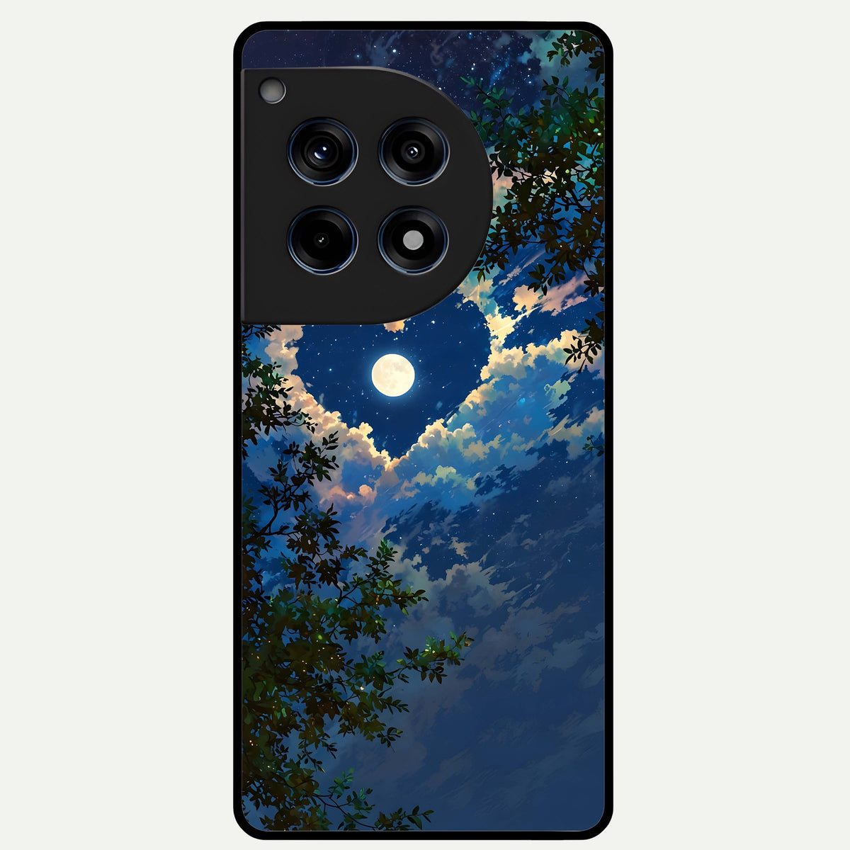  Heart With Moon Sky Glass Case For OnePlus 12R back cover – full design glossy printed glass finish