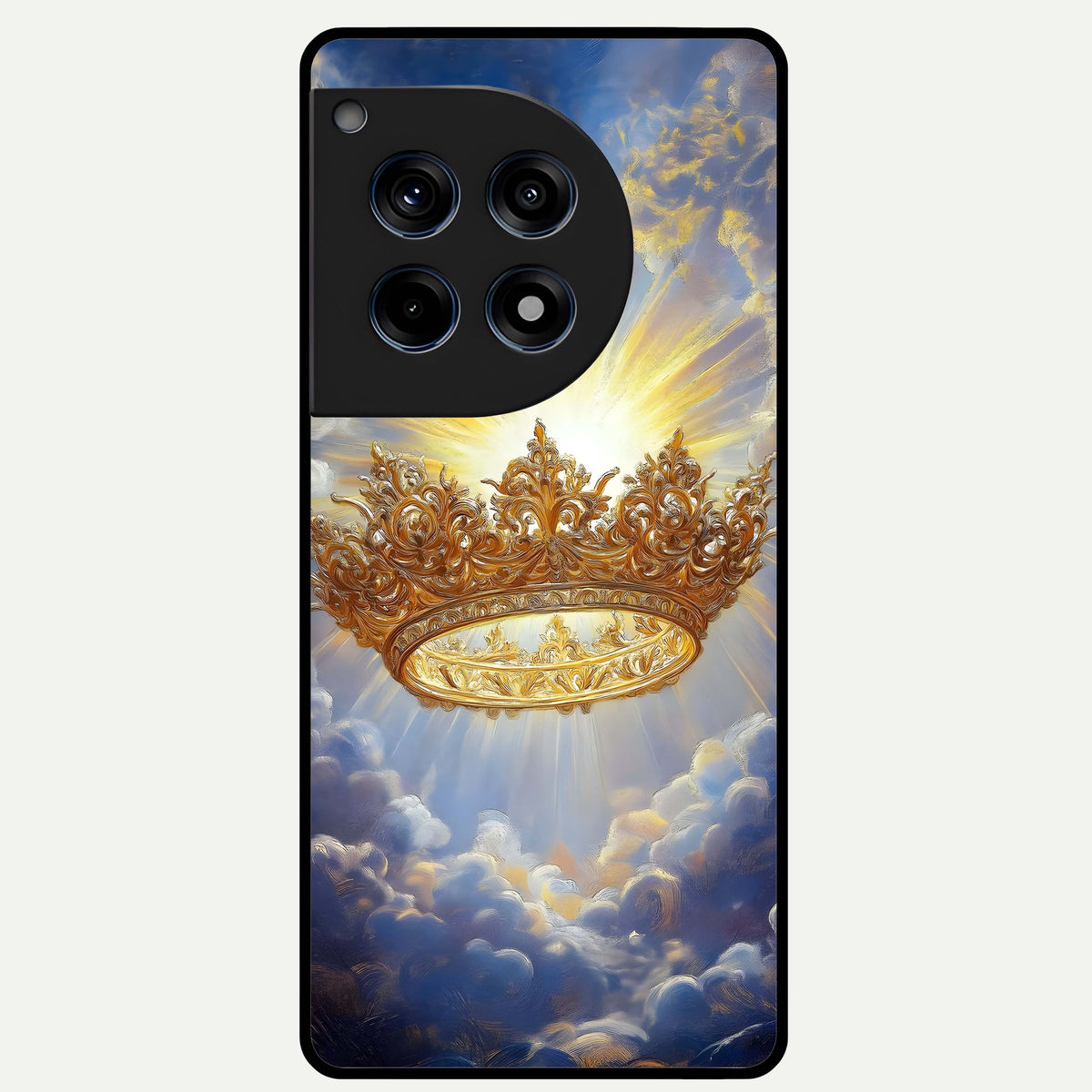  Heavenly Crown Light Glass Case For OnePlus 12R back cover – full design glossy printed glass finish