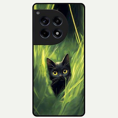  Hidden Cat Whisper Glass Case For OnePlus 12R back cover – full design glossy printed glass finish
