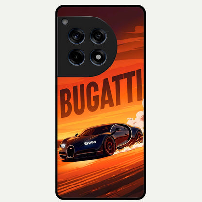  Inferno Bugatti Storm Glass Case For OnePlus 12R back cover – full design glossy printed glass finish