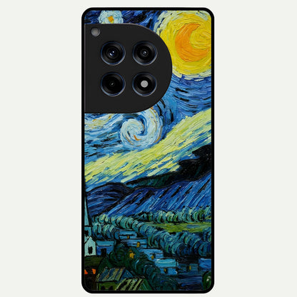  Inspired Van Gogh Art Glass Case For OnePlus 12R back cover – full design glossy printed glass finish
