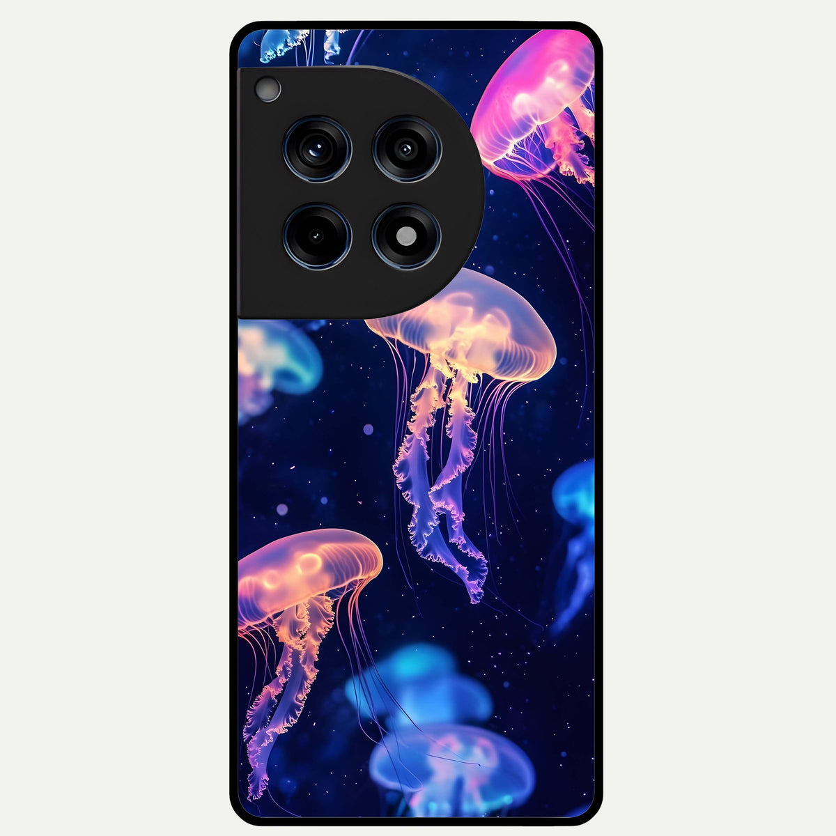  Jellyfish Pattern Glass Case For OnePlus 12R back cover – full design glossy printed glass finish