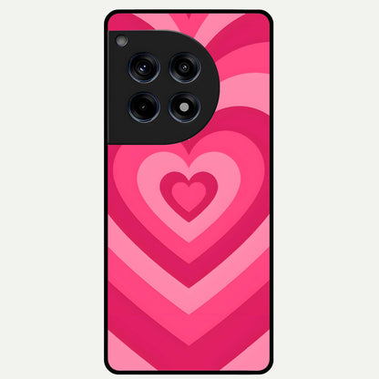  Layered Love Hearts Glass Case For OnePlus 12R back cover – full design glossy printed glass finish