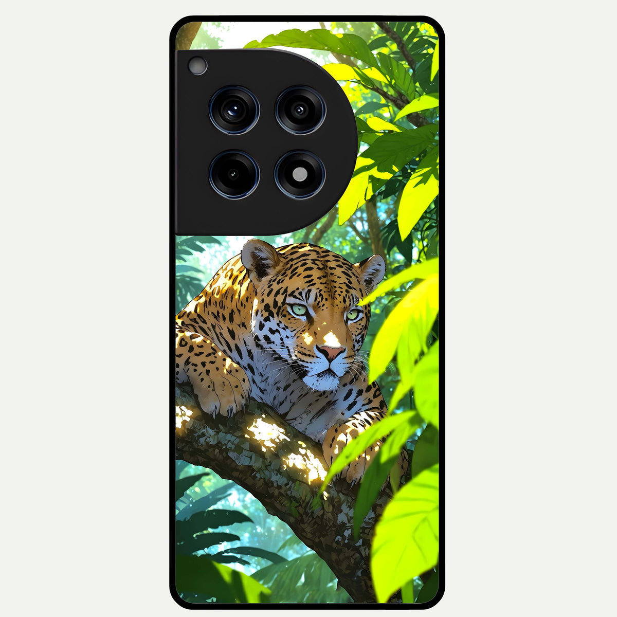  Leopard in Jungle Glass Case For OnePlus 12R back cover – full design glossy printed glass finish