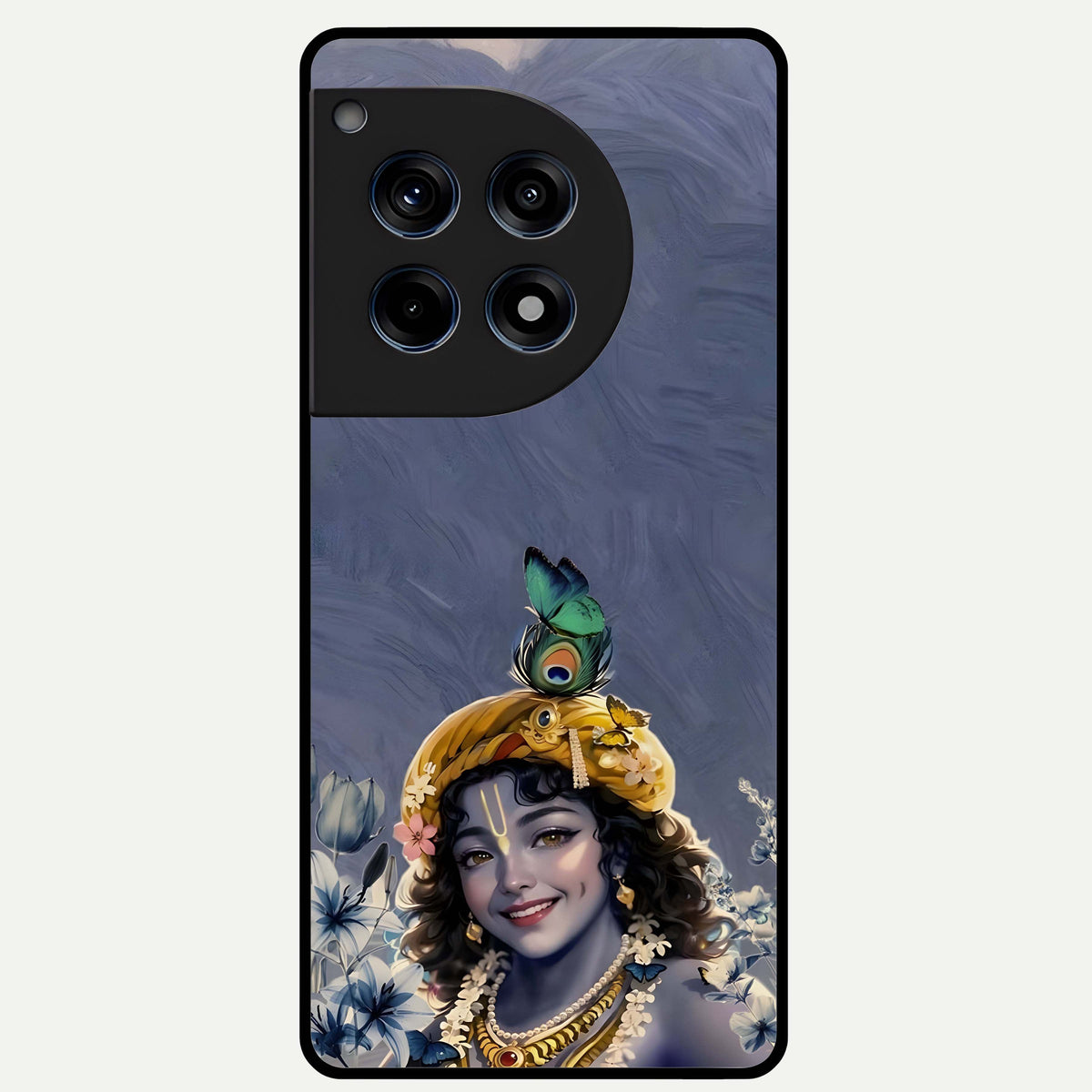 Lord Krishna Glass Case For OnePlus 12R back cover – full design glossy printed glass finish