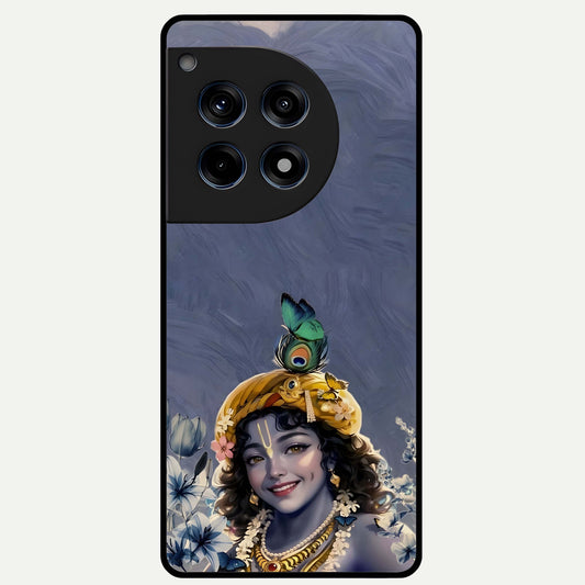  Lord Krishna Glass Case For OnePlus 12R back cover – full design glossy printed glass finish