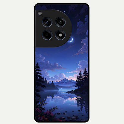  Midnight Lake Peace Glass Case For OnePlus 12R back cover – full design glossy printed glass finish