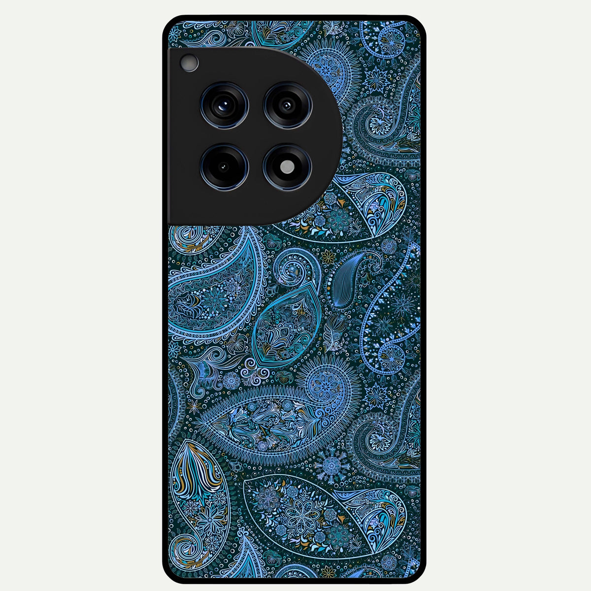  Midnight Paisley Glow Glass Case For OnePlus 12R back cover – full design glossy printed glass finish