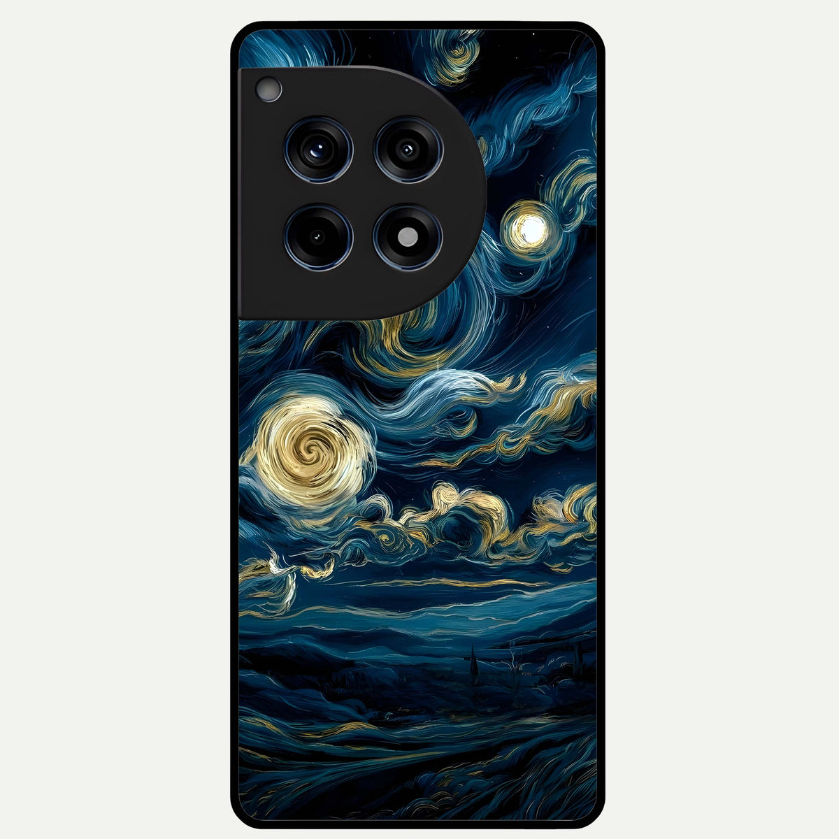  Midnight Sky Whirl Glass Case For OnePlus 12R back cover – full design glossy printed glass finish